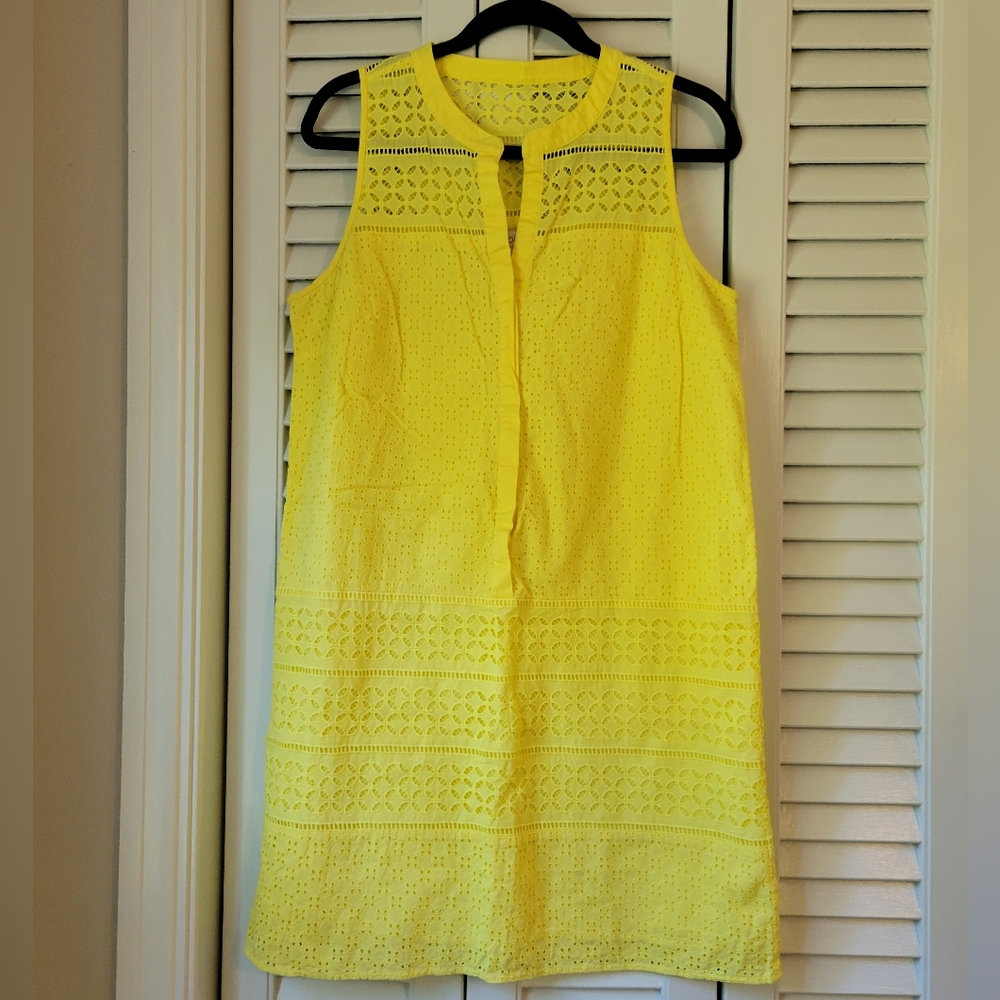 Ann Taylor Loft yellow eyelet shift dress